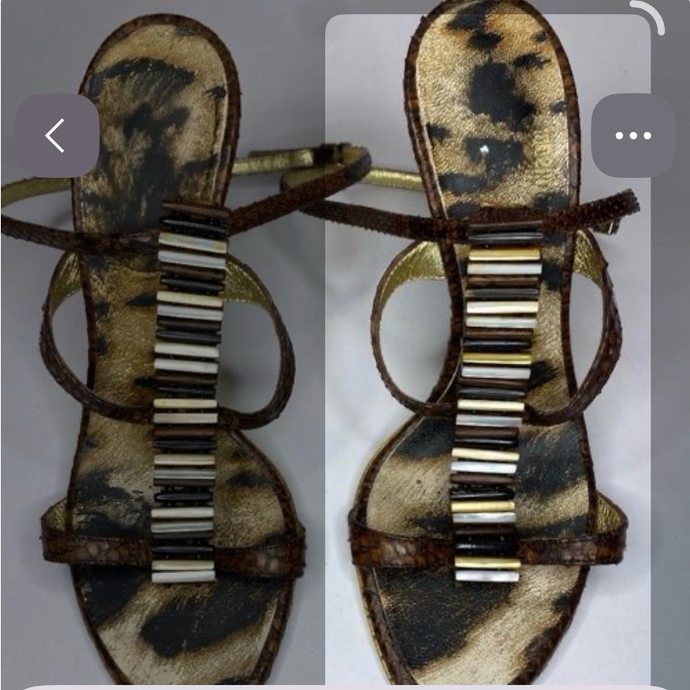 Roberto Cavalli Brown and Black Strappy Heels